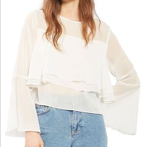 Topshop Flute Cribkle Sleeve Blouse